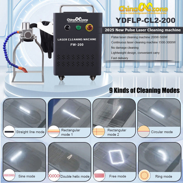 Pulsed 200W JPT Laser Cleaning Machine For Metal/ Wood Cleaning Flat Top Light