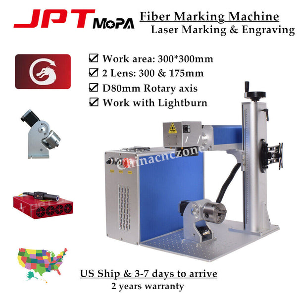 JPT 60W Mopa Fiber Laser Marking Engraving 300*300mm Rotary Ezcad2 BJJCZ Board