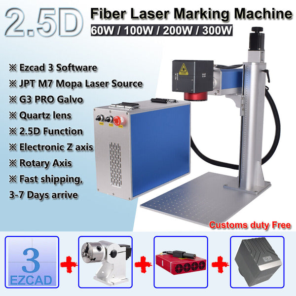 60-300W 2.5D JPT Mopa M7 200*200 Fiber Laser Marking Machine Ezcad 3 Auto Z axis
