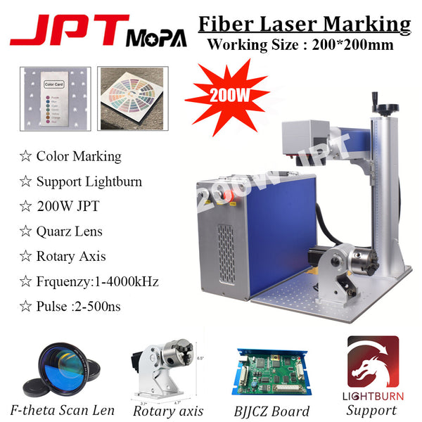 200W JPT Mopa M7 200*200mm Fiber Laser Color Marking Machine Rotation Litemarker