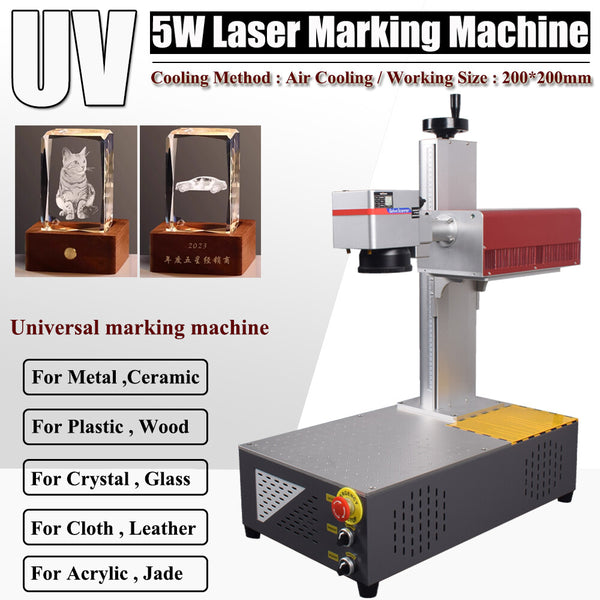 Air Cooling 5W UV Laser Universal Marking Engraver Machine For Glass Wood Jade