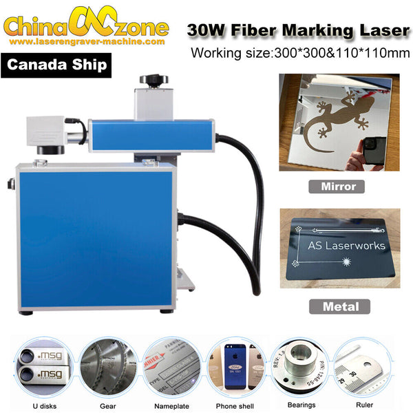 Portable 30W 300*300 Fiber Laser Marking Machine Ezcad 2 BJJCZ Board Foot Switch