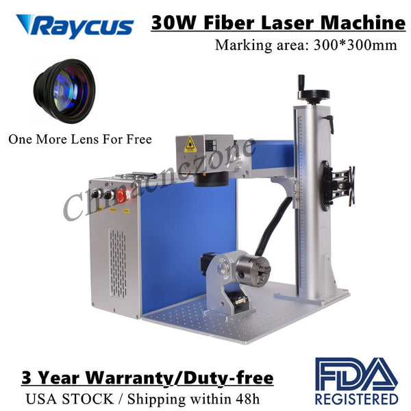 IN US Raycus 30W Fiber Laser Marking Machine Rotary Axis For Metal Steel Marking