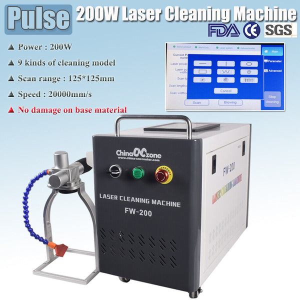 200W Pulsed Laser Cleaning Machine Rust/Oil/Paint Removal No Damage BaseMaterial
