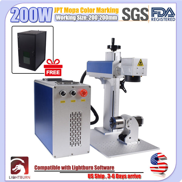 200W JPT M7 Mopa 200mm Fiber Laser Color Metal Marking Machine & Protect Cover