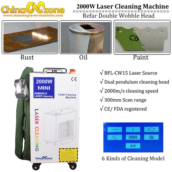 Handheld 1500W/2000W Integrated Fiber Laser Cleaner for Rust Oil Coating Removal