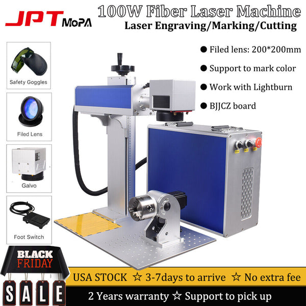 Mopa M7 100W Fiber Laser Marking Machine Rotary For Metal Steel Marking US