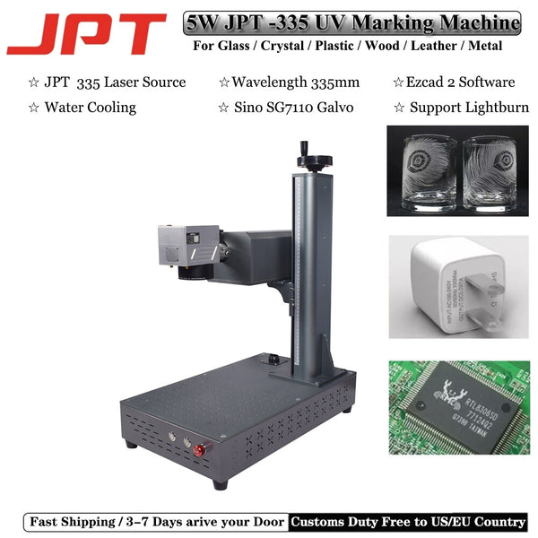 JPT 5W UV Fiber Laser Marking Engraver Machine For Glass/Non-metal/Wood/Plastic
