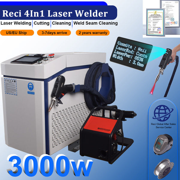 4in1 RECI 3000W Laser Welder Metal Cutting Weld Seam Clean Machine Laser Rust US