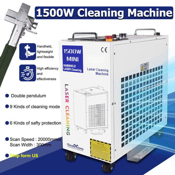 Double Pendulum 1500W Fiber Laser Cleaning Machine for Rust/Oil/Paint Remove【US】