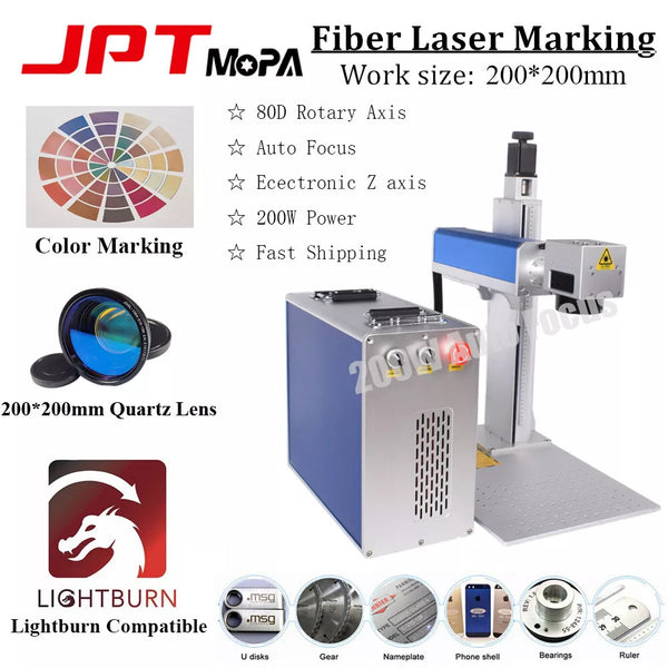 200W JPT M7 Mopa 200*200mm Fiber Laser Marking Engraver Machine For Metal【AT US】