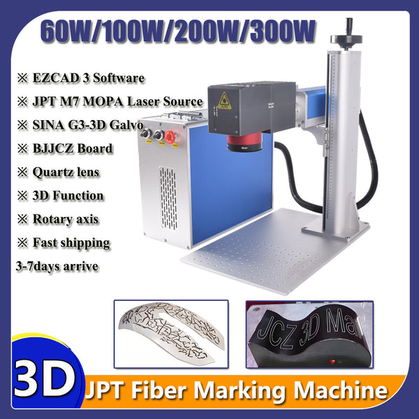 60-300W JPT MOPA M7 3D Fiber Laser Marking Machine EZCAD 3 For Bent Surface
