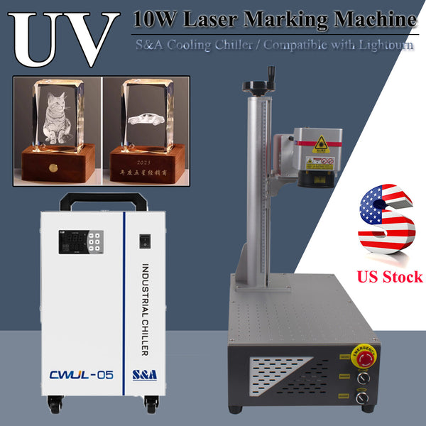 10W UV Laser Marking Engraver Machine For Glass Metal Wood & S&A Cooling Chiller