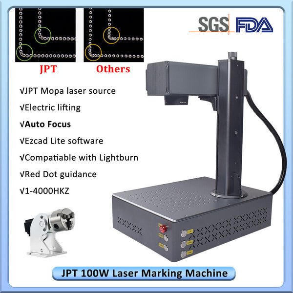 100W JPT Mopa Fiber Laser Engraver Machine Auto Focus Marking Color US