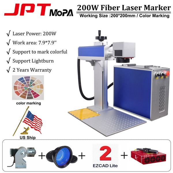 200W JPT M7 Mopa 175*175mm Fiber Laser Color Marking Machine For Lightburn
