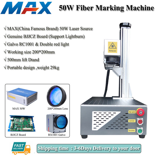 20W/30W/50W 200mm MAX Fiber Laser Marking Machine RC1001 Galvo Double Red Dot
