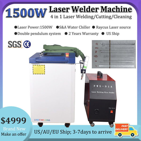 Raycus 1500W 4 IN 1 Laser Welding Machine Dual Pendulum System & Wire Feeder US