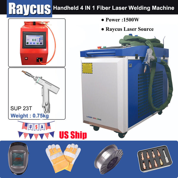 Raycus 1500W Fiber Laser Welding Cutting Cleaning Machine S&A Chiller US Ship