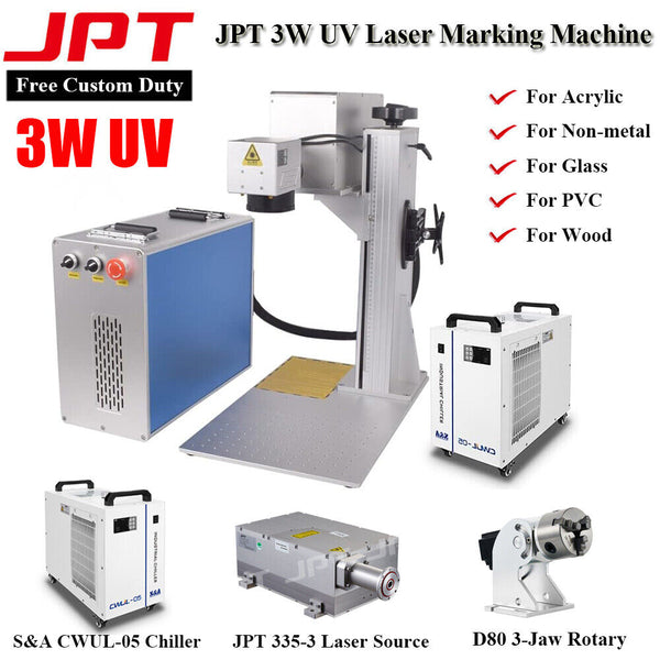 JPT 335-3W 200*200mm UV Laser Marking Engraver Machine For Glasses / Non-metal