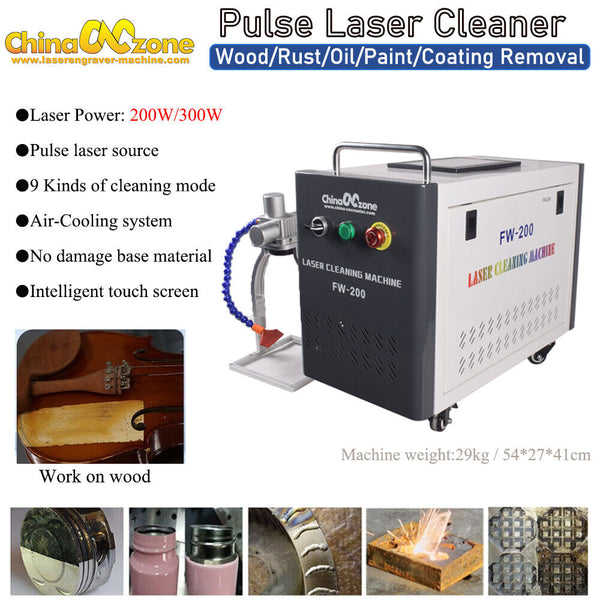 200W/300W Pulsed Laser Cleaning Machine For Wood Cleaning Rust/Oil/Paint Remove