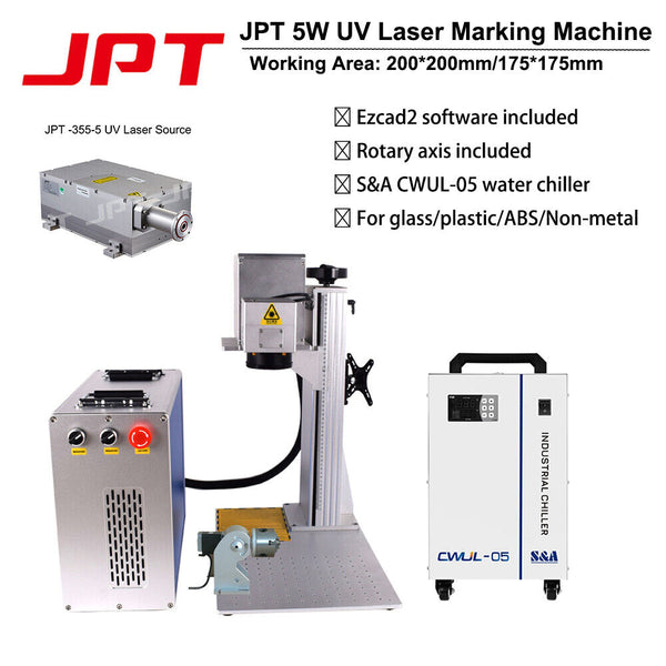 JPT 335-5W UV Laser Marking Engraver Machine for glass/plastic w/Water Chiller