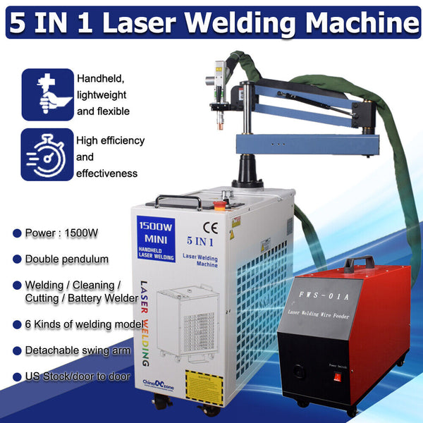 1500W 5 in 1 Battery Welder Fiber Laser Welding Cutting Cleaning Machine 【AT US】
