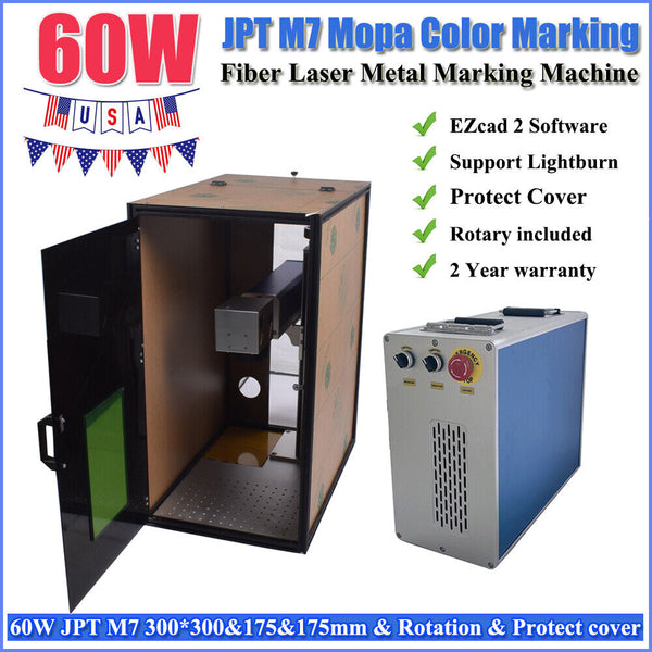 60W JPT M7 Mopa Fiber Laser Marking Engraver Color Marking Machine&Protect Cover