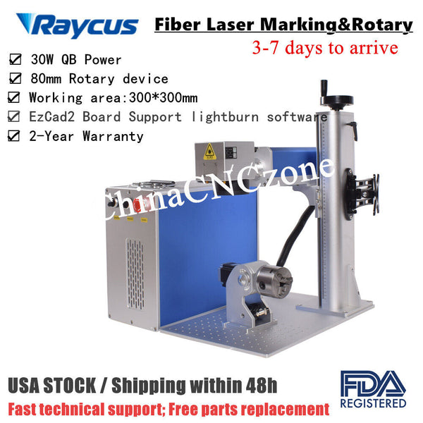 Raycus 30W QB Fiber Laser Marking Machine Rotary Axis For Metal Steel Marking US