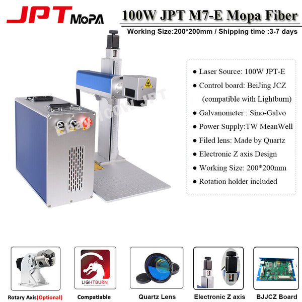 100W JPT M-E Mopa 200*200mm Fiber Laser Color Marking Machine Electronic Z axis
