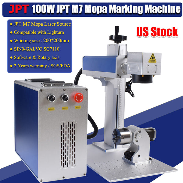 100W JPT M7 Mopa 200*200mm Fiber Laser Marking Machine Color / Metal Marking US