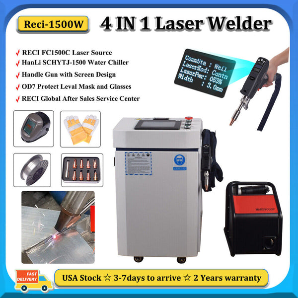 Reci 1500W Laser Welder Cutting Weld Seam Cleaning Machine Touch Screen Gun US