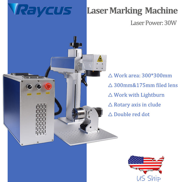 30W RaycusQB Fiber Laser Marking Engraver Machine Rotary axis For Steel Metal US