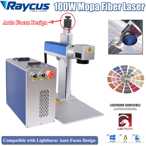 100W MOPA 200*200mm Fiber Laser Marking Engraver Machine & Auto Focus Function