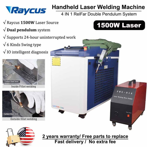 1500W Raycus Handheld Fiber Laser Welding 4IN1 Double Pendulum AUTO Wire Feeder