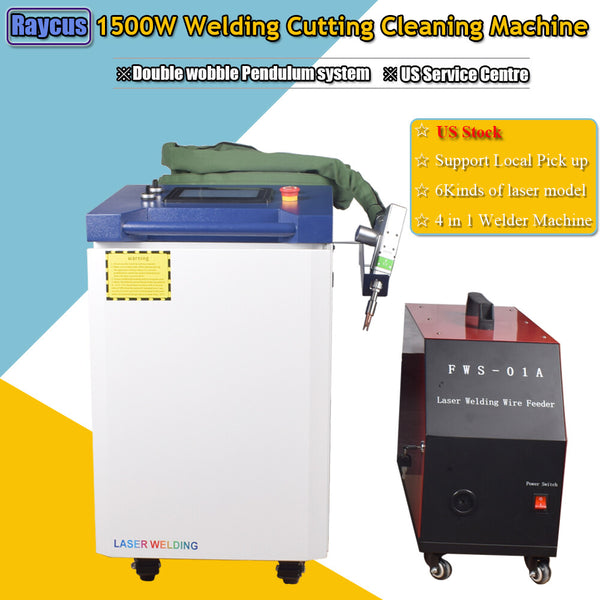 【US Stock】Raycus 1500W 4 IN 1 Fiber Laser Welding Cleaning Machine Double Wobble