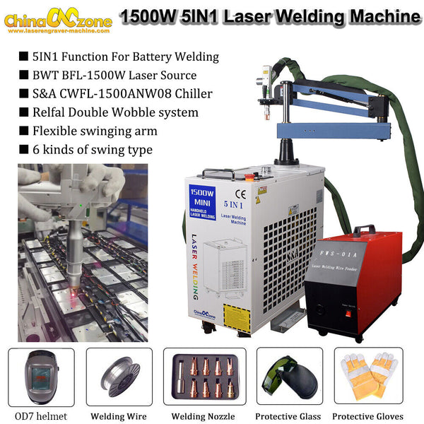 BWT 1500W 5 in 1 Fiber Laser Welding Cutting Cleaning Machine Battery Welder US