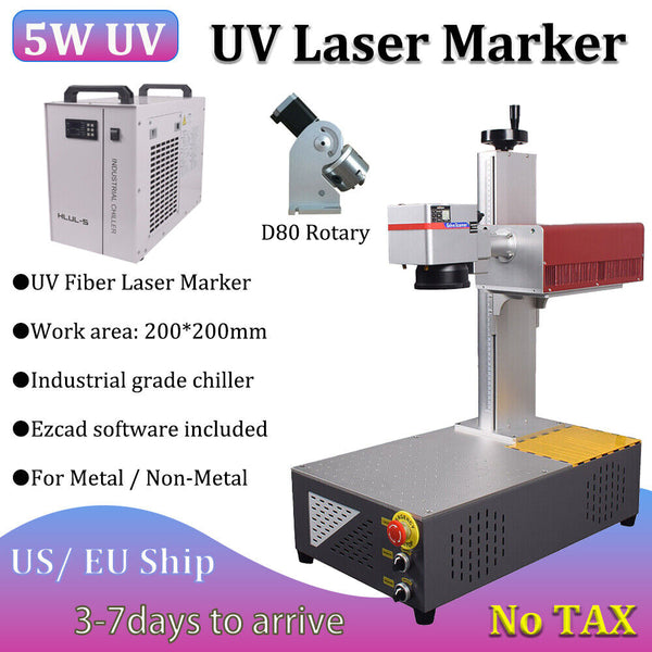 CRS 5W UV Laser Marking Engraver Machine Water Chiller Rotary Glass Metal Wood