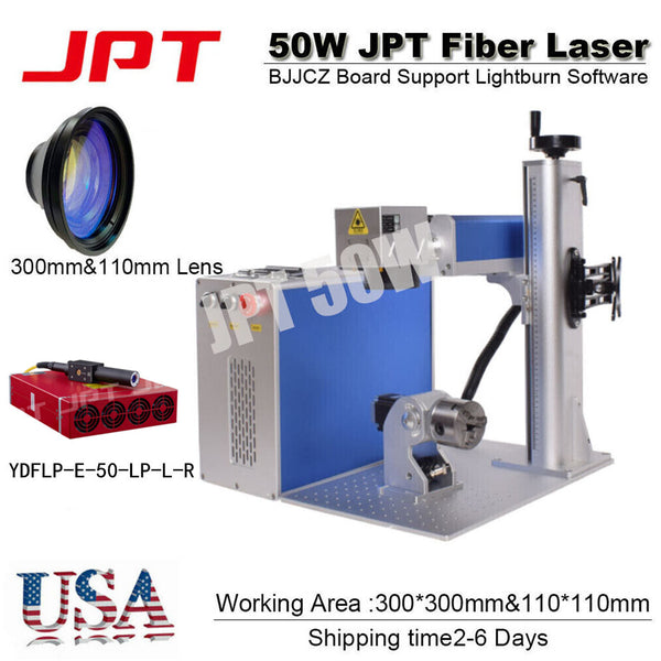 JPT LP 50W Fiber Laser Marking Rotary 200*200mm Metal Stainless Steel Marking US