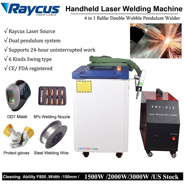 Raycus 1500W/2000W/3000W 4 IN 1 Fiber Laser Welding Machine Double Pendulum US