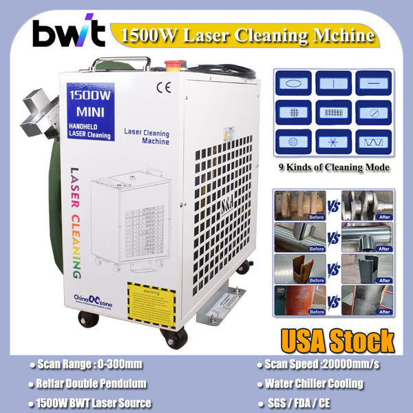 DoublePendulum 1500W continuous FiberLaser Cleaning Machine Clean Rust/Oil/Paint