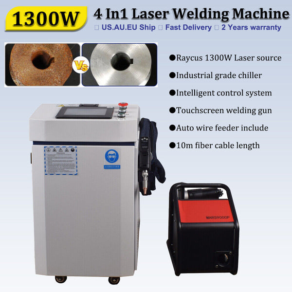 Raycus 1300W Laser Welder Cutting Weld Seam Cleaning Machine Touch Screen Gun
