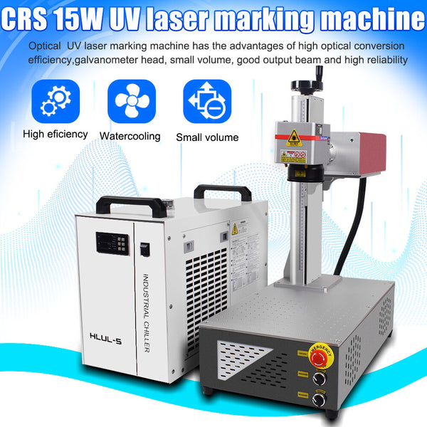 CRS 15W UV Laser Marking Machine For Glass Metal Wood PVC & S&A CWUL 10 Chiller