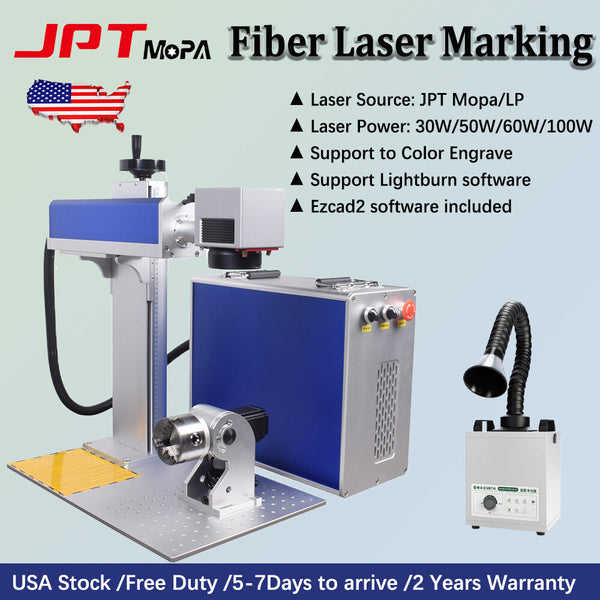 JPT M7 30W/60W/100W/200W Fiber Laser Marking Cutting Machine Rust Removal Rotary