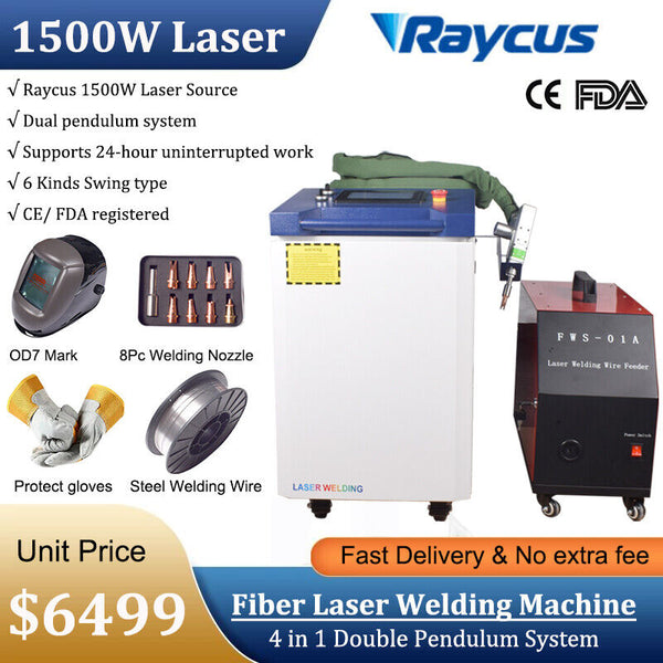 Handheld Raycus Laser Welding Machine 1500W Dual Pendulum System Wire Feeder
