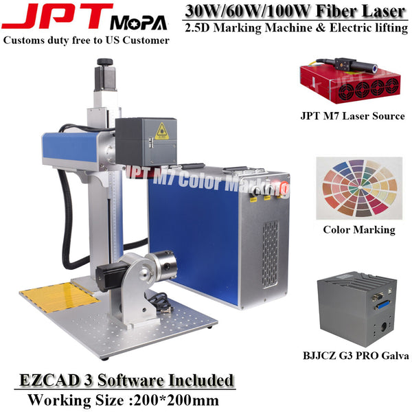 2.5D 30W/60W/100W JPT M7 Mopa Fiber Laser Color Marking Electric lifting Eacad 3