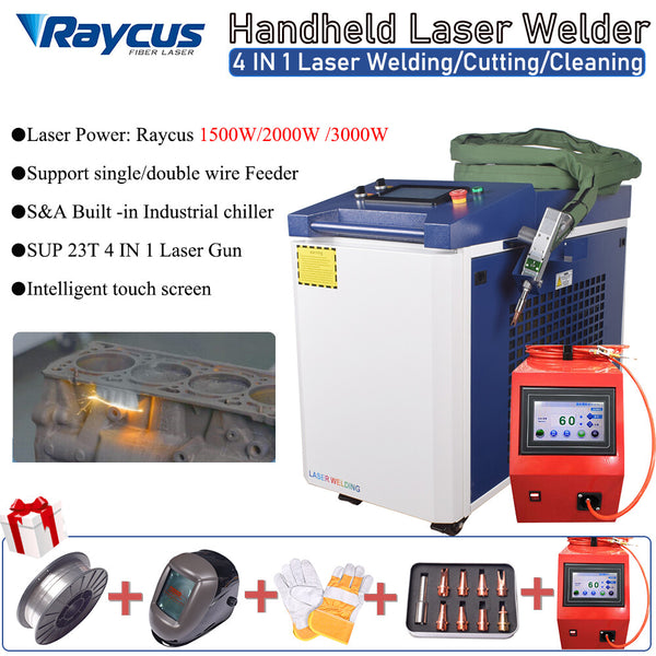 1500/2000/3000W Raycus Laser Welder Cleaning Cutting Machine S&A Chiller 4 IN 1