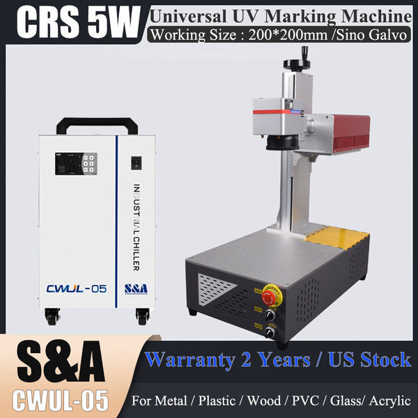 CRS 5W UV Laser Marking Machine For Glass Metal Wood PVC & S&A Cooling Chiller
