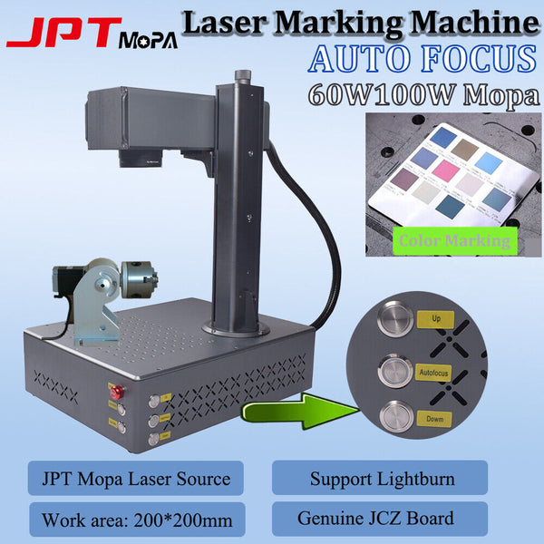 60W/100W JPT Mopa Fiber Laser Marking Engraver Machine Auto Focus Electric lift