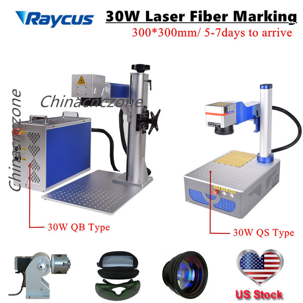 Raycus 30W QB QS Fiber Laser Marking Machine Rotary Axis Metal Steel 200*200mm