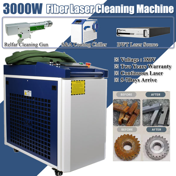 3000W Continuous Fiber Laser Cleaning Machine For Metal's Rust Oil Remove 380V